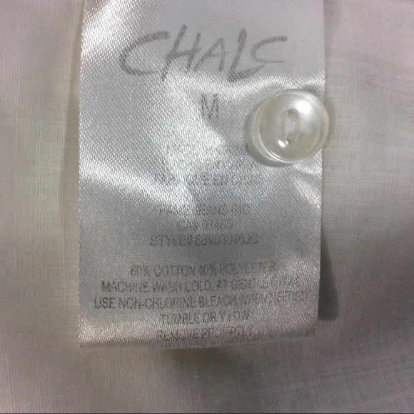 Chalc Medium Button Down Shirt Short Sleeve White Black Stitching Western - Picture 5 of 7